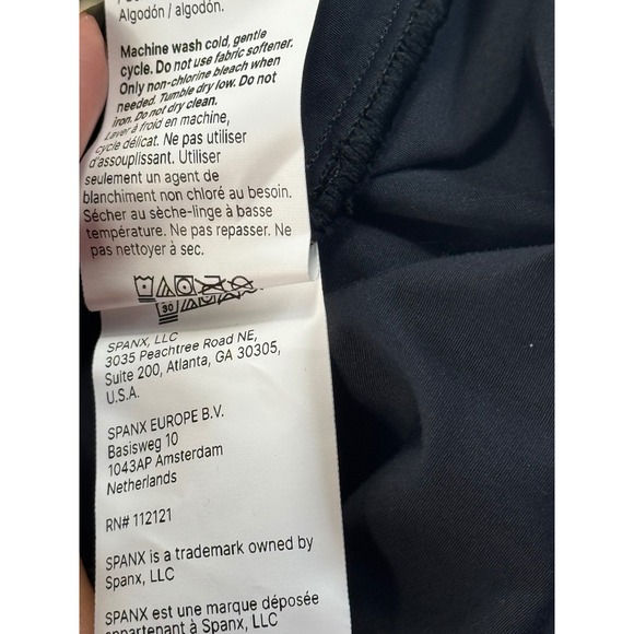 SPANX Black Jersey Bodice Square‎ Neck Midi Dress Comfort Fit Size L - Picture 9 of 13